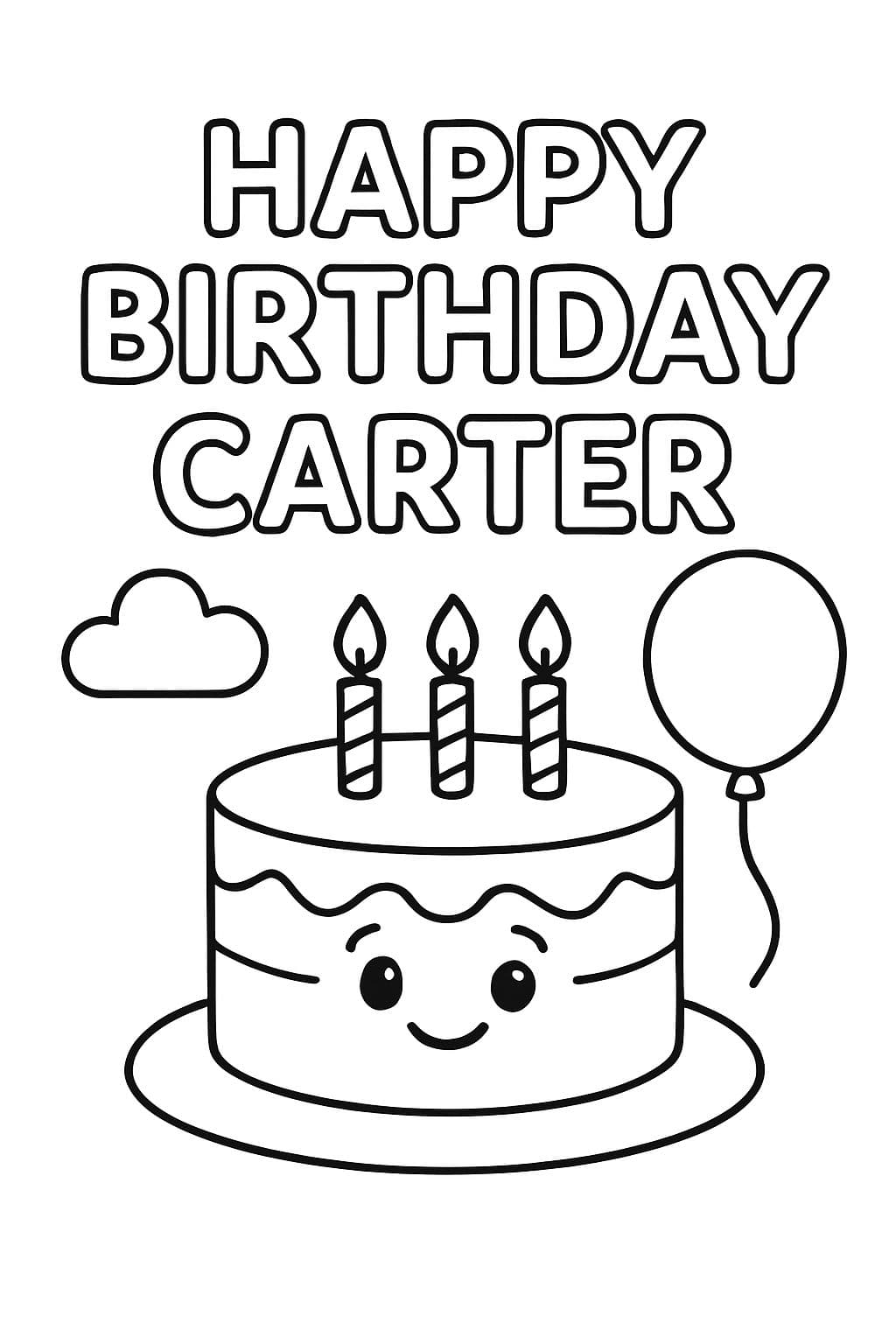 JOYEUX ANNIVERSAIRE CARTER AVEC UN GÂTEAU D'ANNIVERSAIRE AVEC DES YEUX