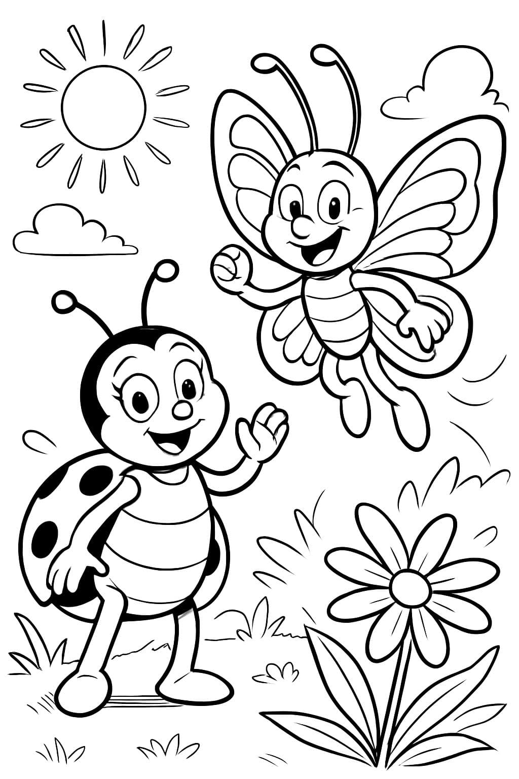 una mariquita como mamá y una mariposa como papá