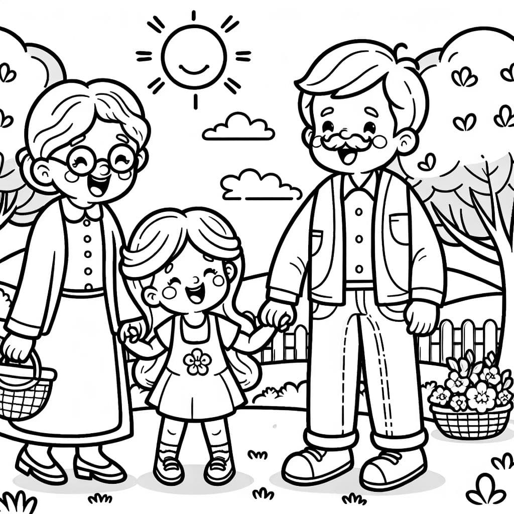 oma und opa mit einem mädchen und einem jungen