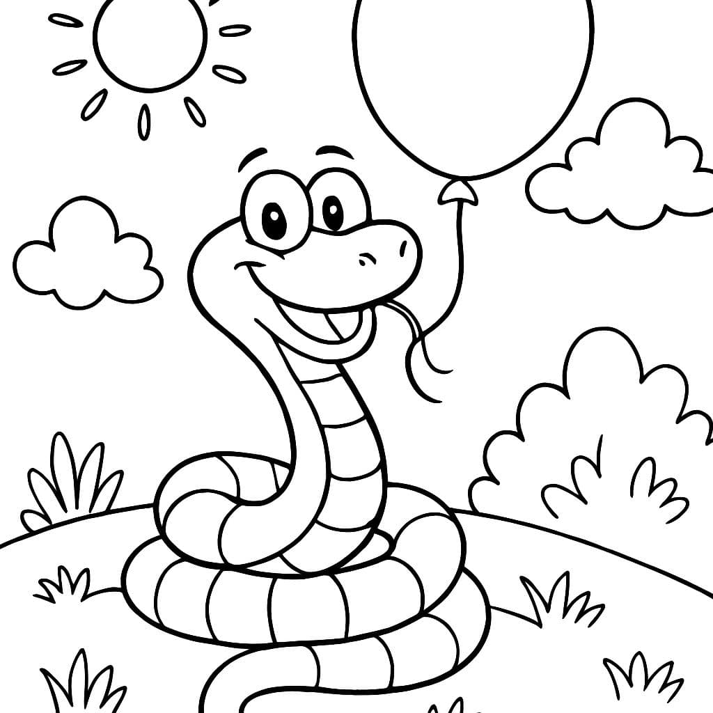 Una serpiente con una cuerda de globo en la boca