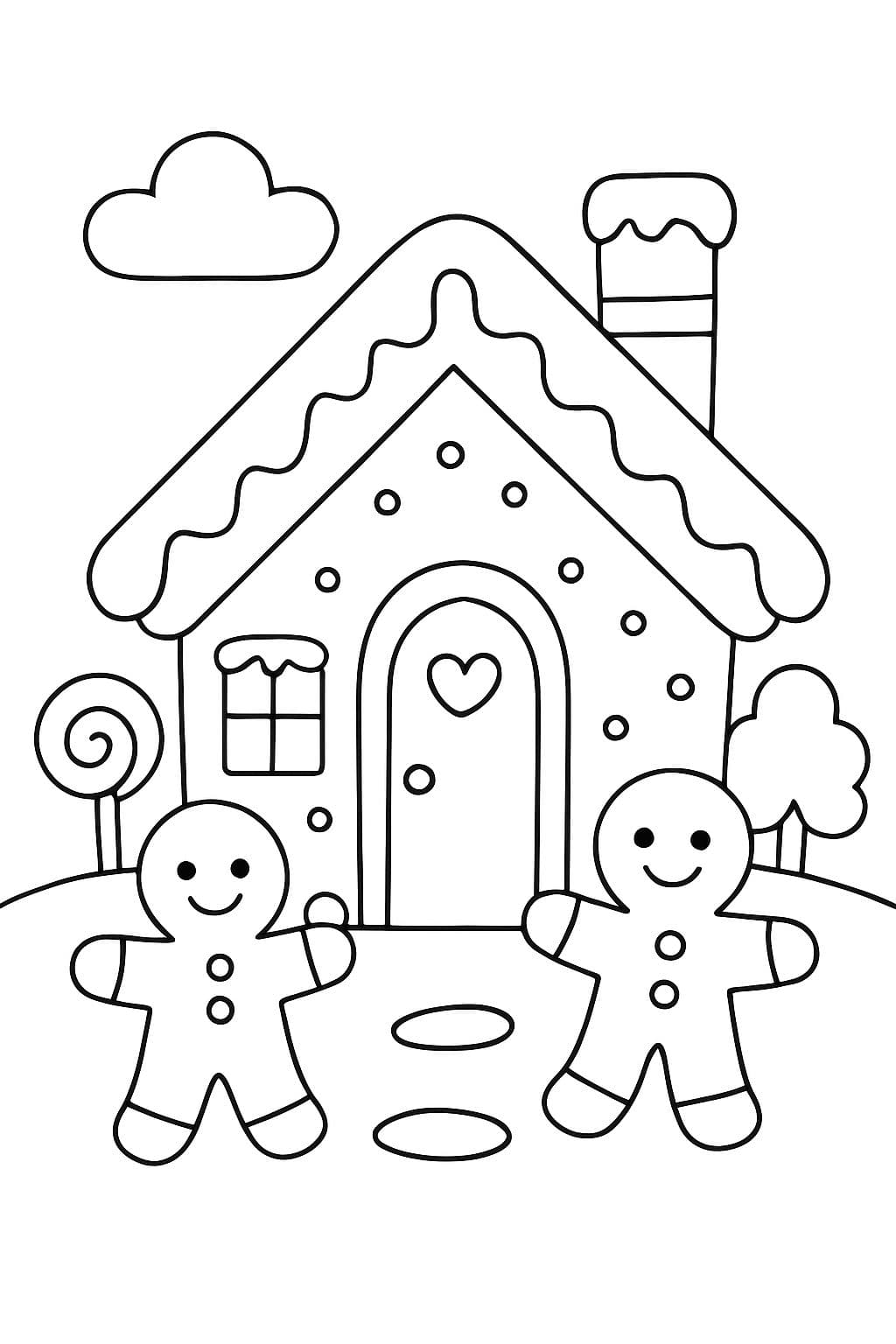 maison en pain d'épices avec des bonhommes en pain d'épices