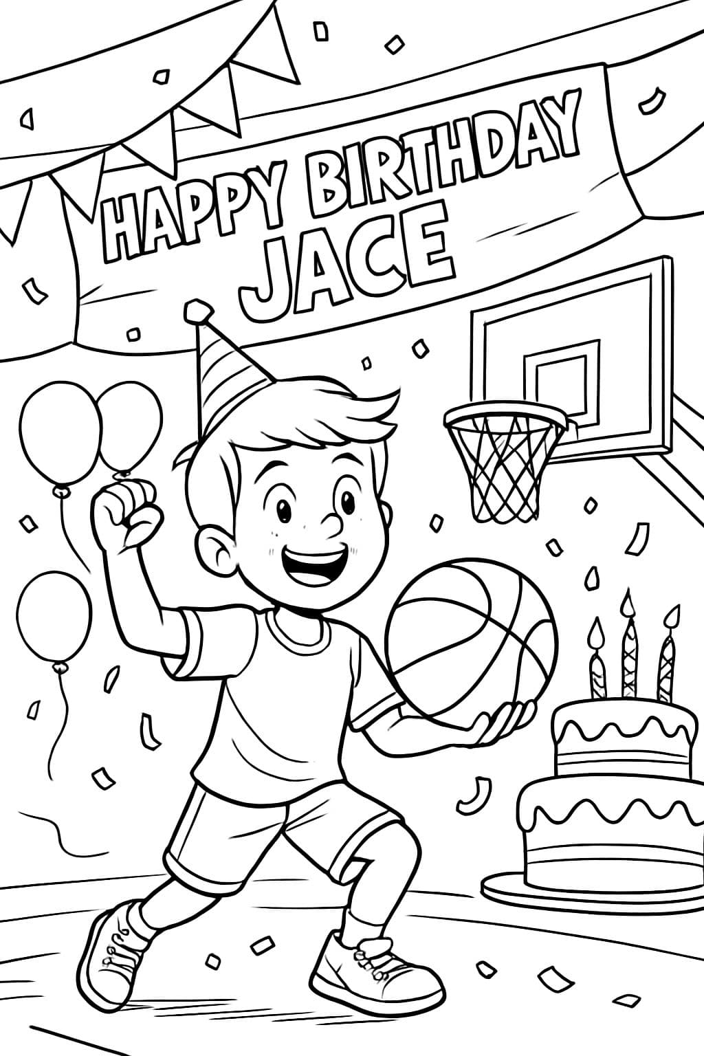 Feliz cumpleaños Jace fiesta temática de baloncesto