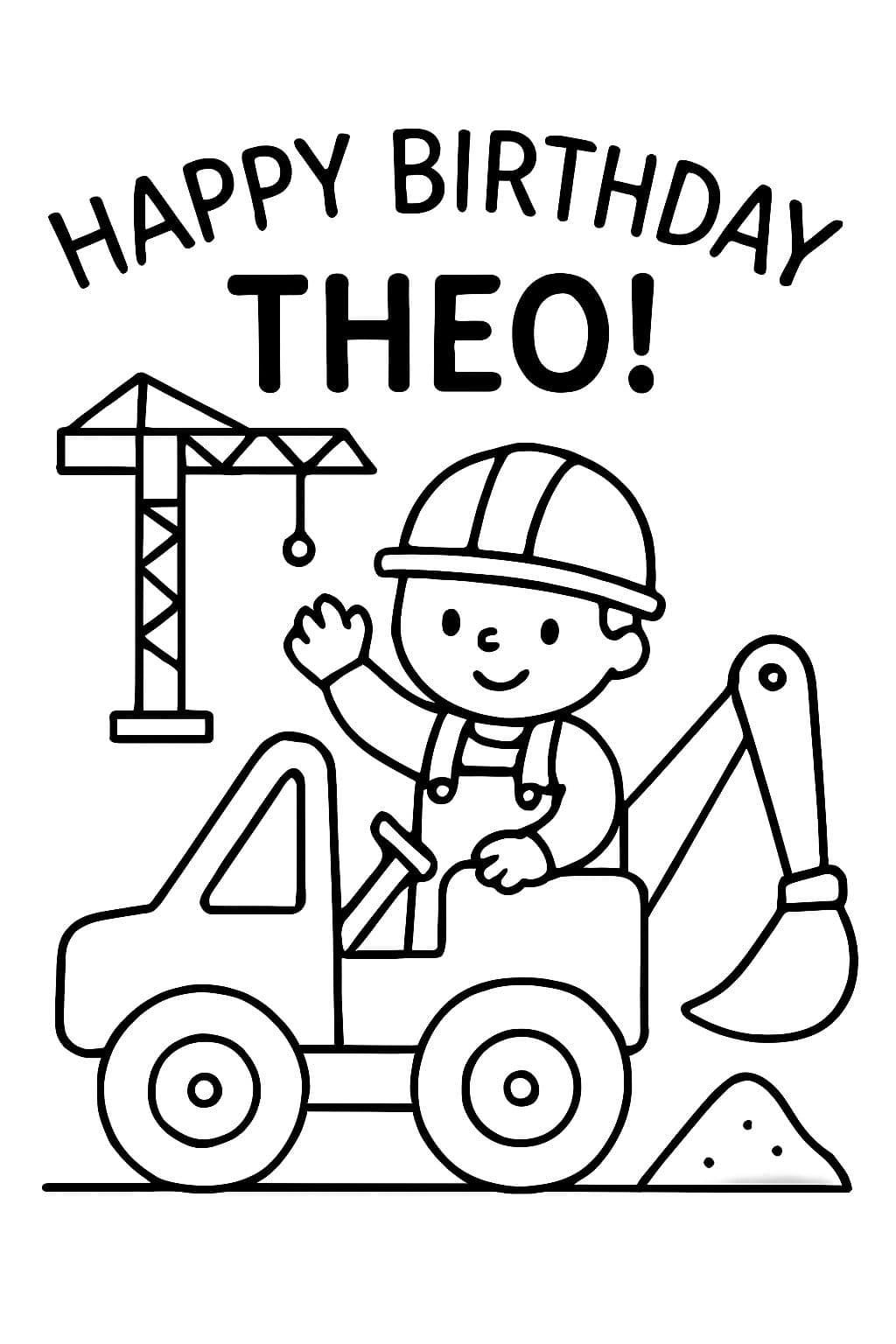 ¡Feliz cumpleaños, Theo! Tema de construcción