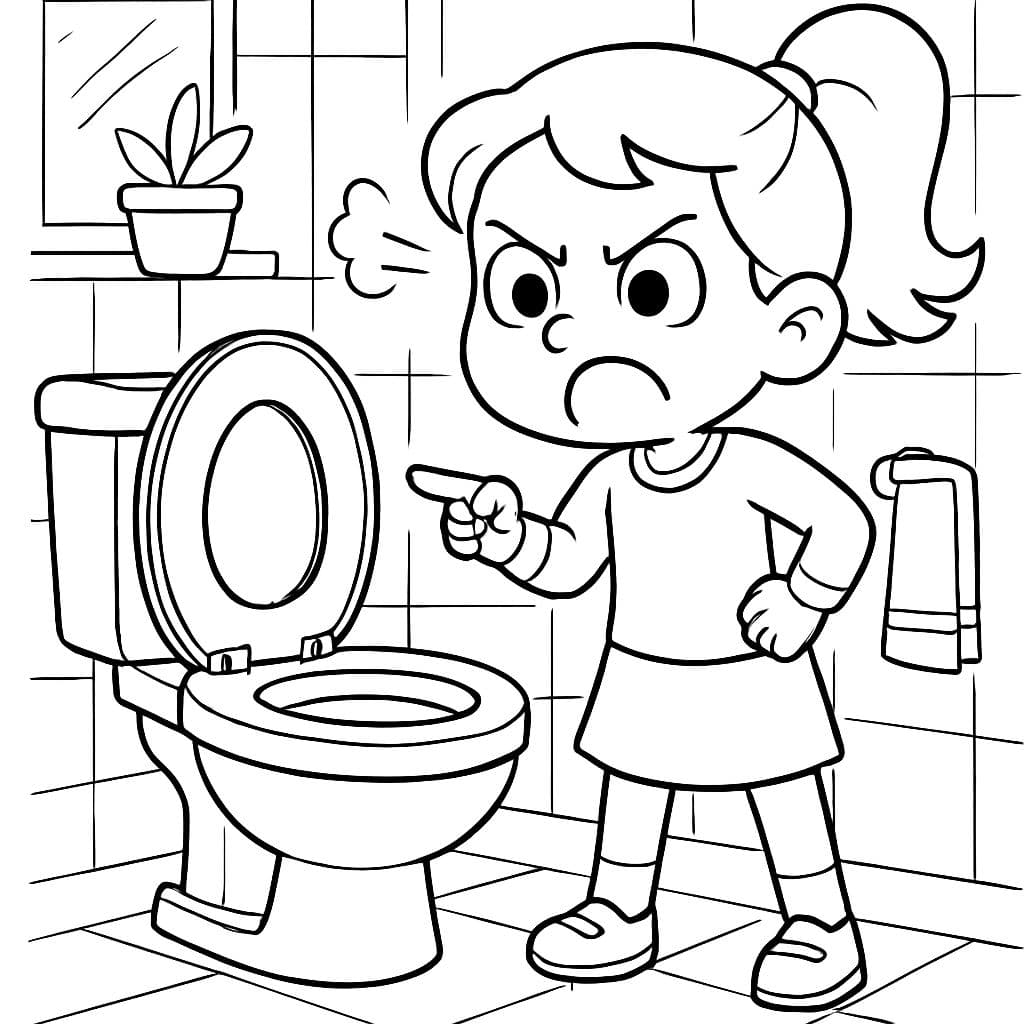 Le siège des toilettes est relevé et quelqu'un est en colère