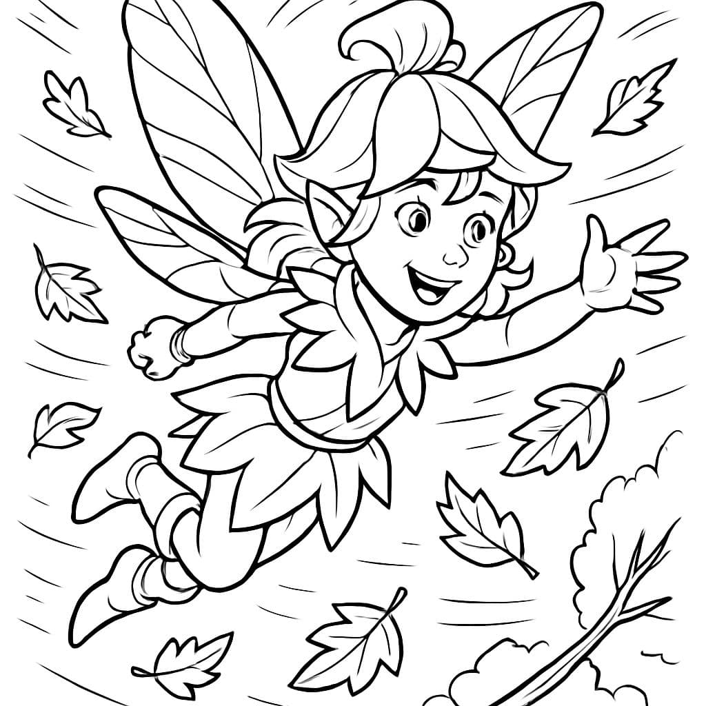 Hada de otoño voladora muy detallada con una flor como sombrero