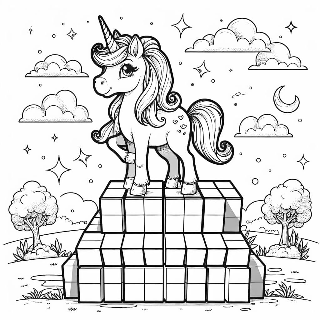 ein einfaches Gitter mit 30 Kästchen und einem Einhorn oben