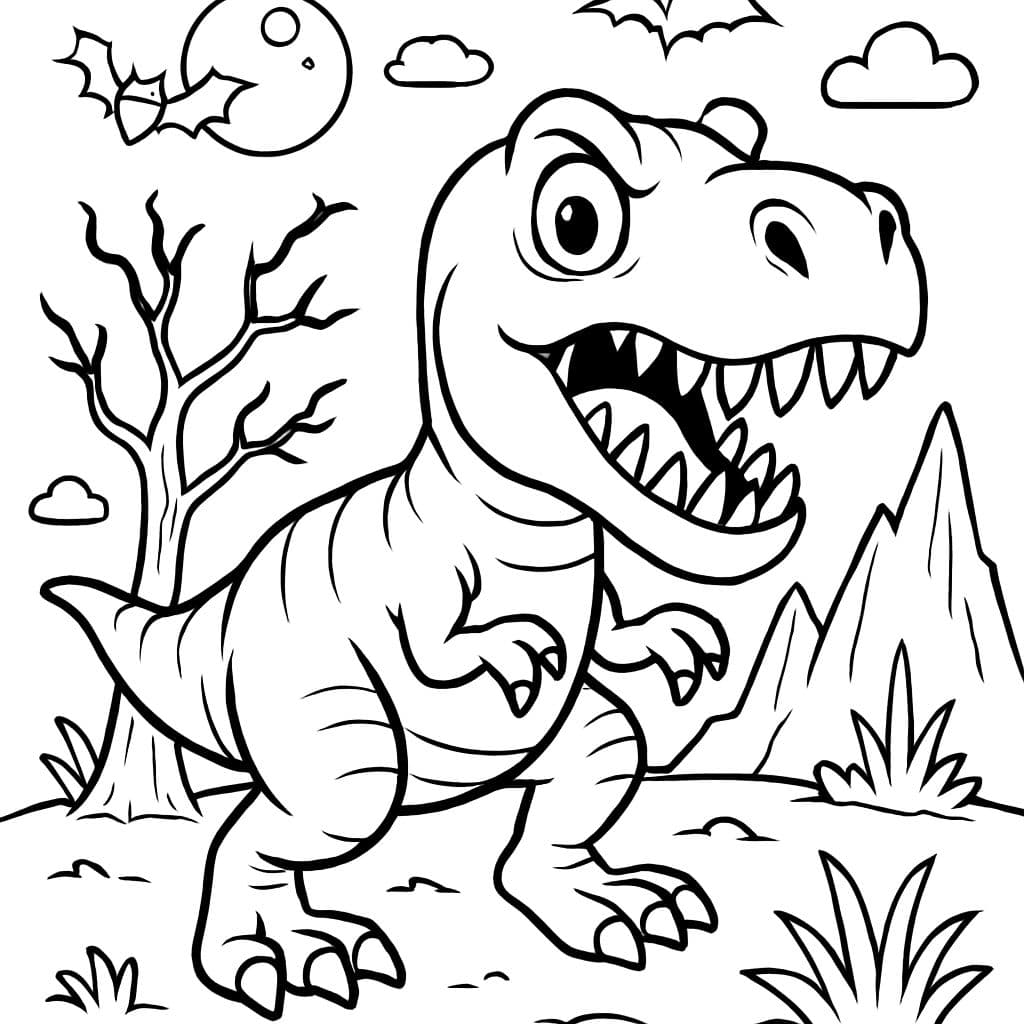 Einen gruseligen echt aussehenden Tyrannosaurus Rex