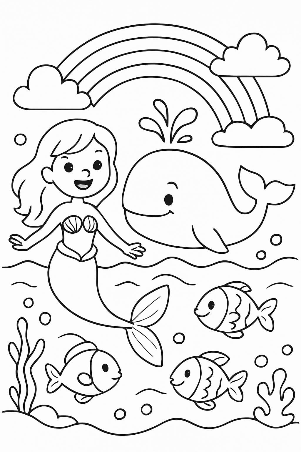 Regenbogen,Fische,Wasser,Meerjungfrauen und ein wal