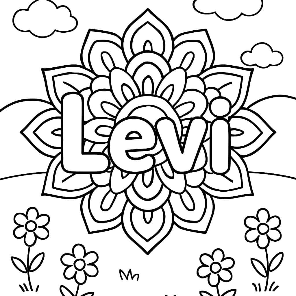 El nombre Levi con un patrón de mandala alrededor