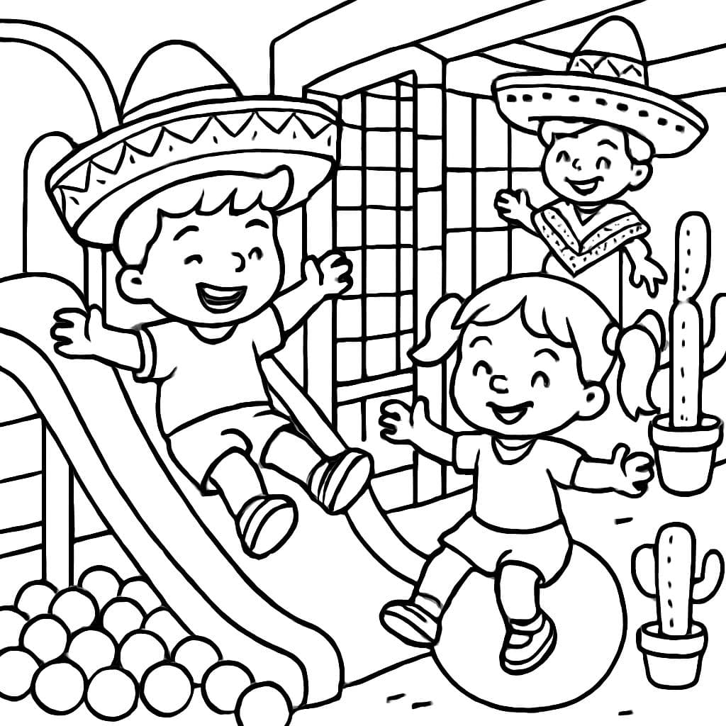 un parque infantil interior con influencia mexicana