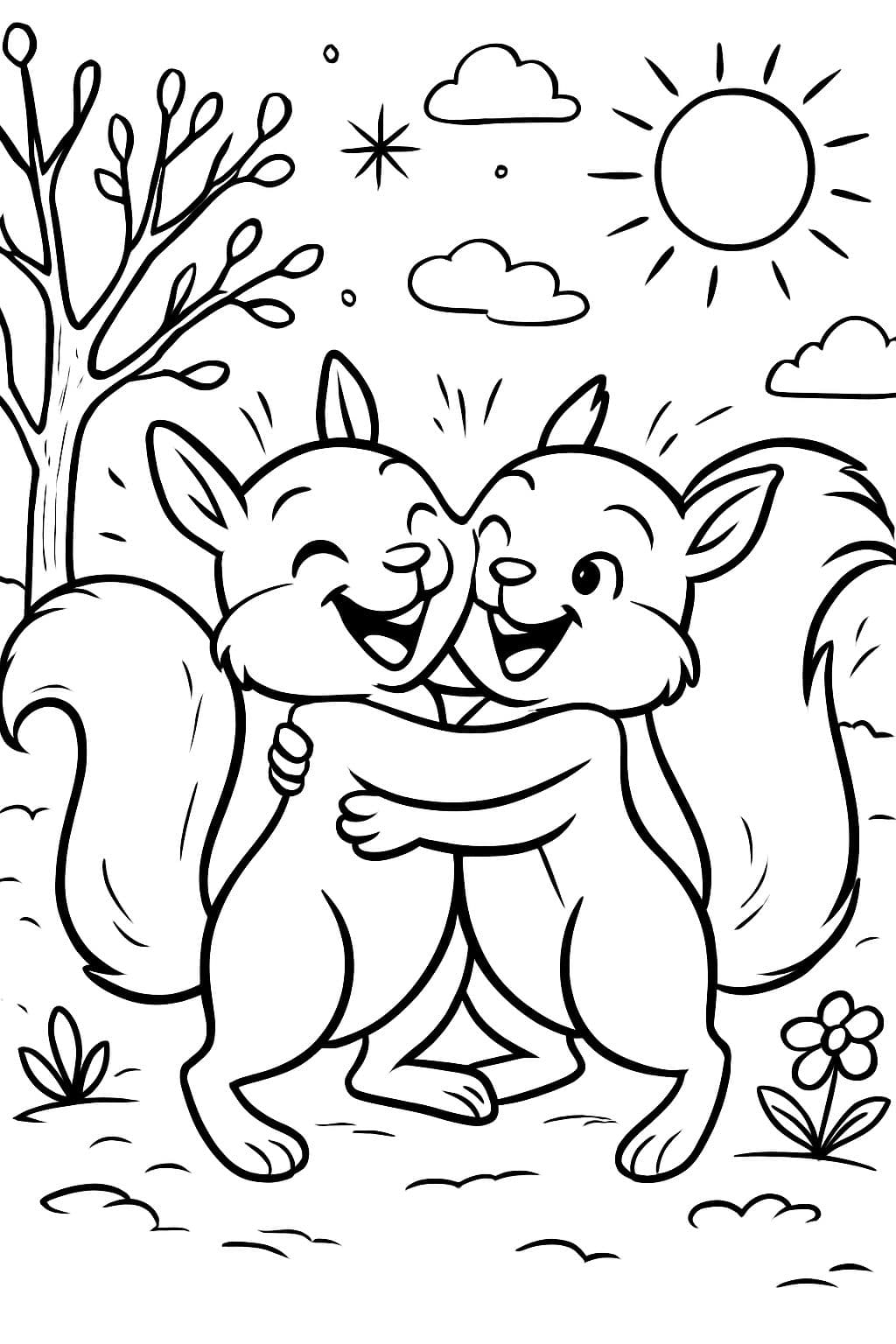 O inverno se despede e a primavera chega enquanto os esquilos se abraçam e se regozijam.