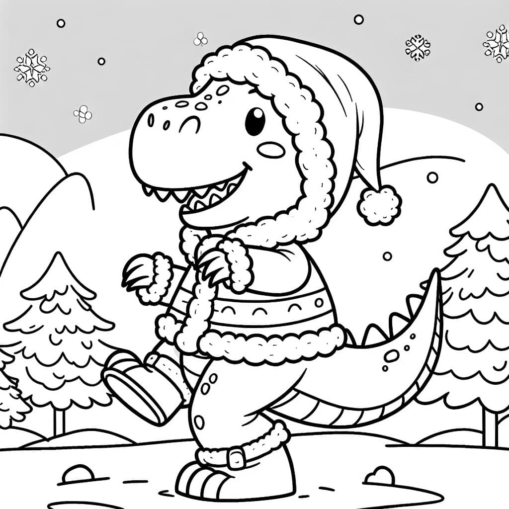 Einen als weihnachtsmann verkleideten dinosaurier
