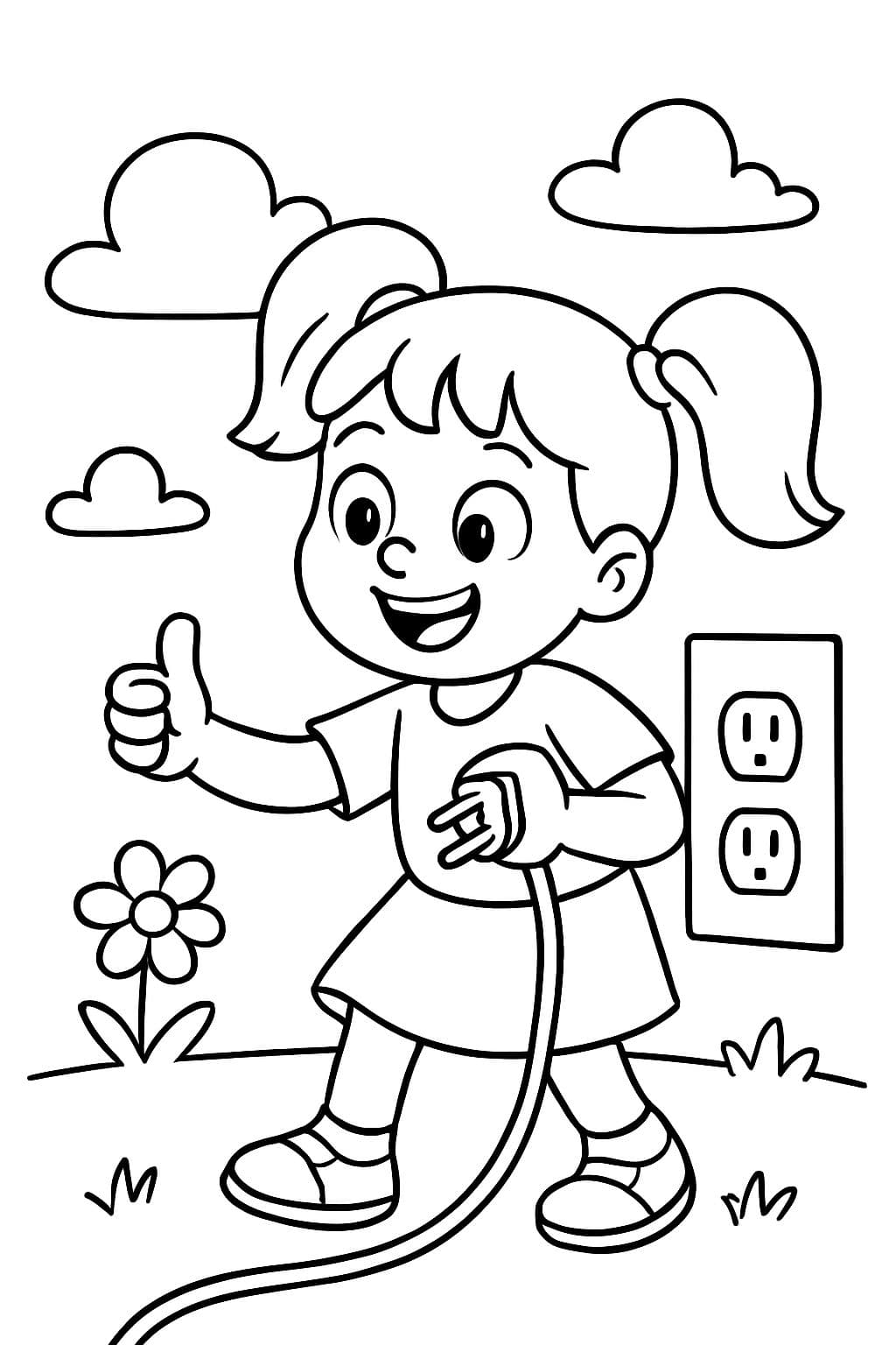 Fille utilisant une prise de lumière de manière responsable.