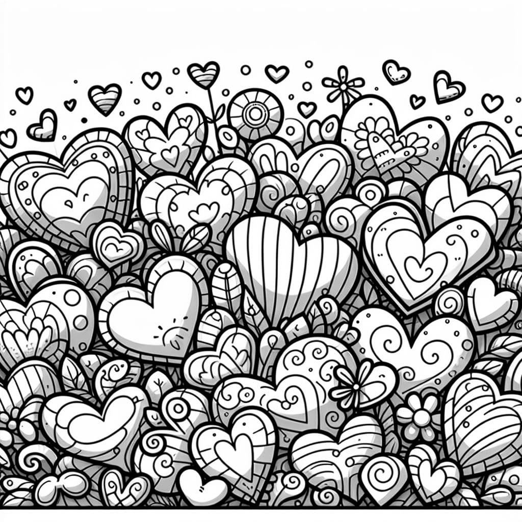 lots of hearts with different shapes and sizes