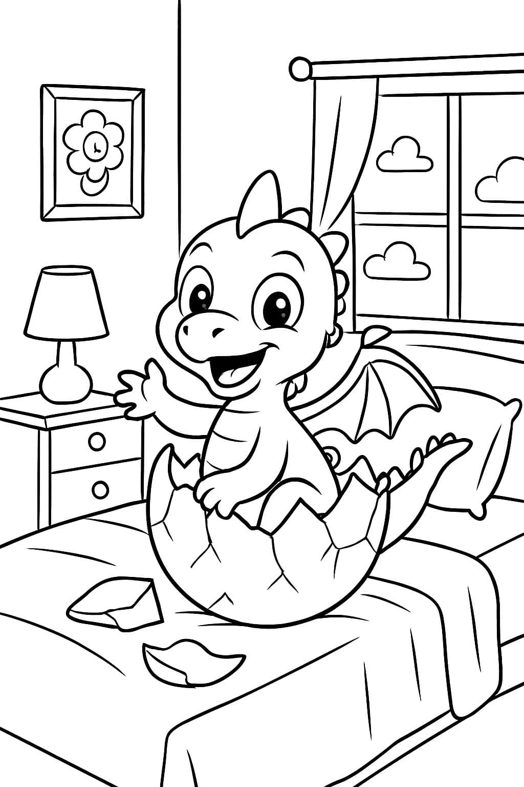 A little dragon that hatched from an Easter egg in my bedroom and is now sitting on my bed