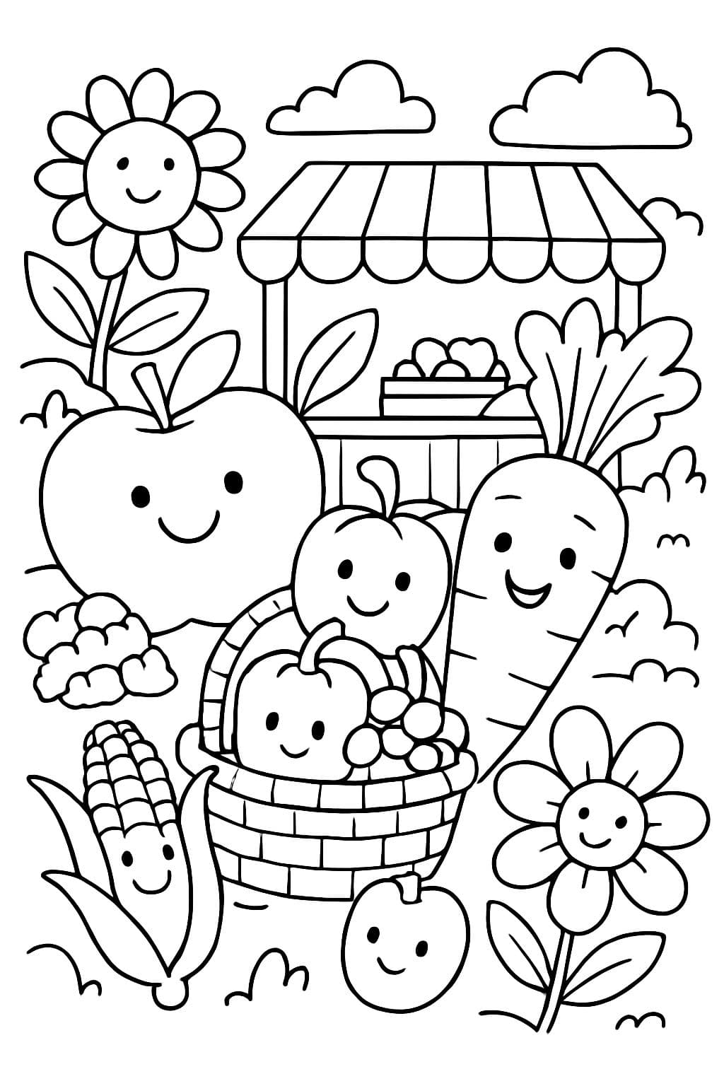 Fruits, légumes et fleurs de marché fermier locaux, sans personnes.