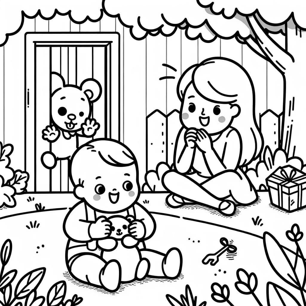 ein Baby das sich versteckt und Mama sucht es