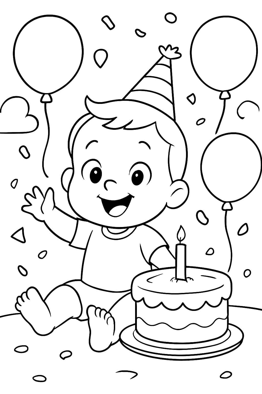 Fiesta de cumpleaños de Calvin 1 año, globos, pastel