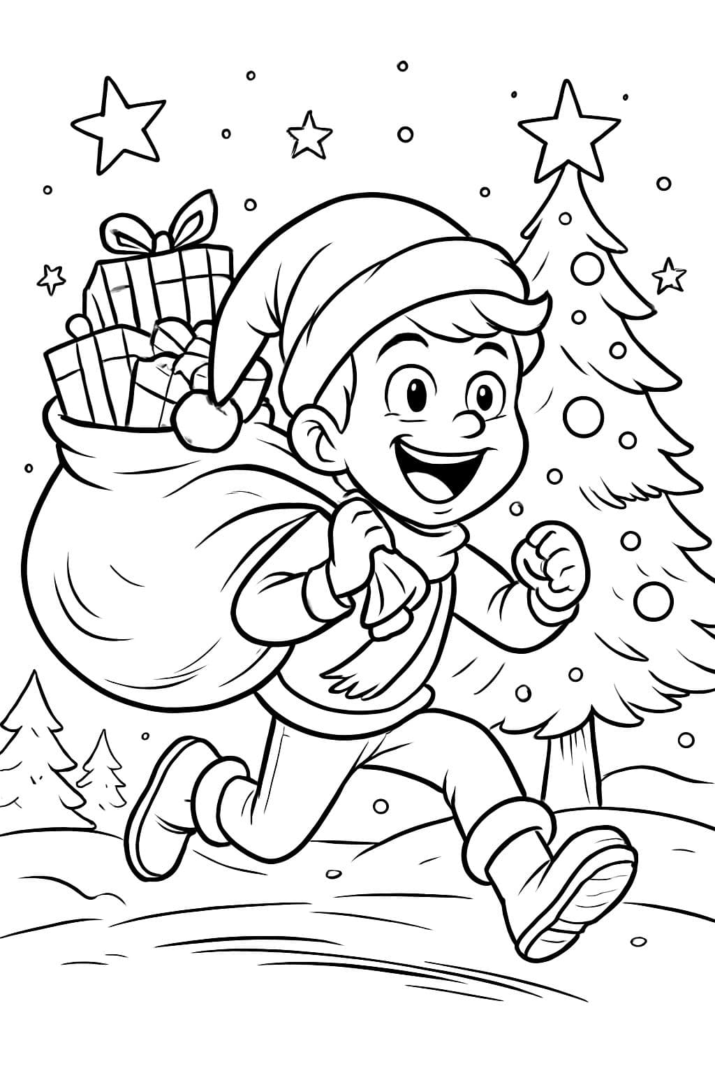 una hoja de colorear de Navidad con un nombre