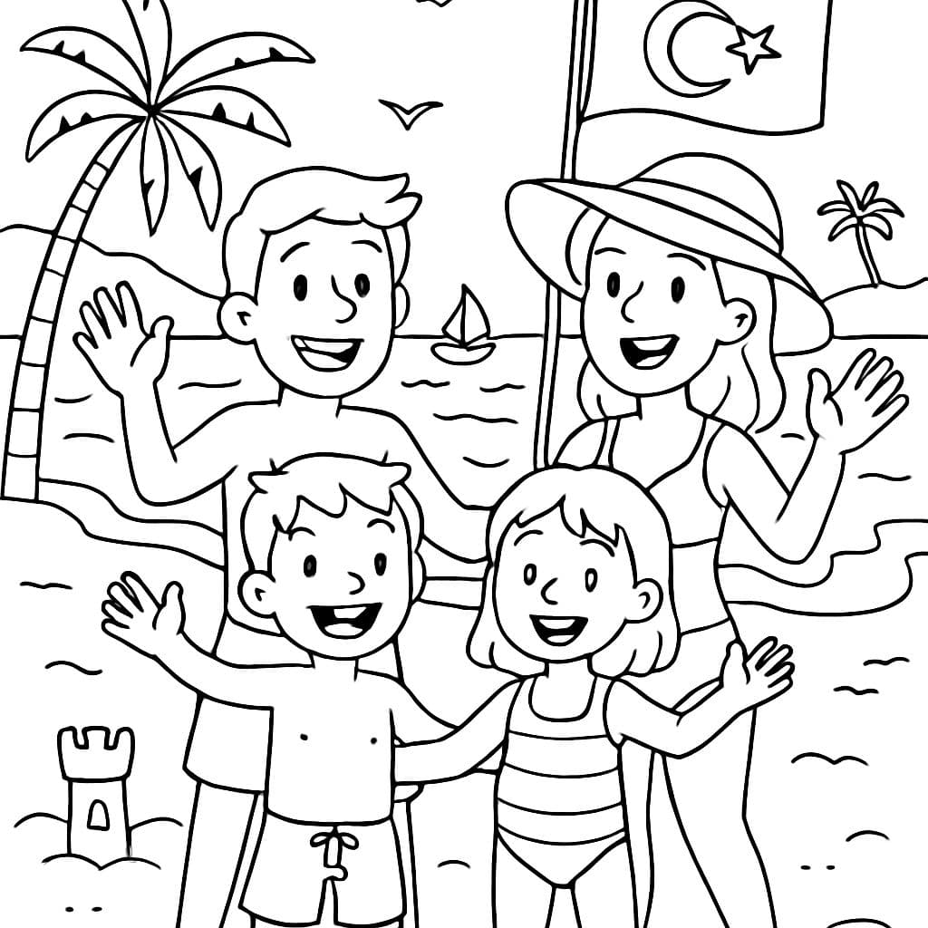 une image de notre famille à la plage en vacances en Turquie