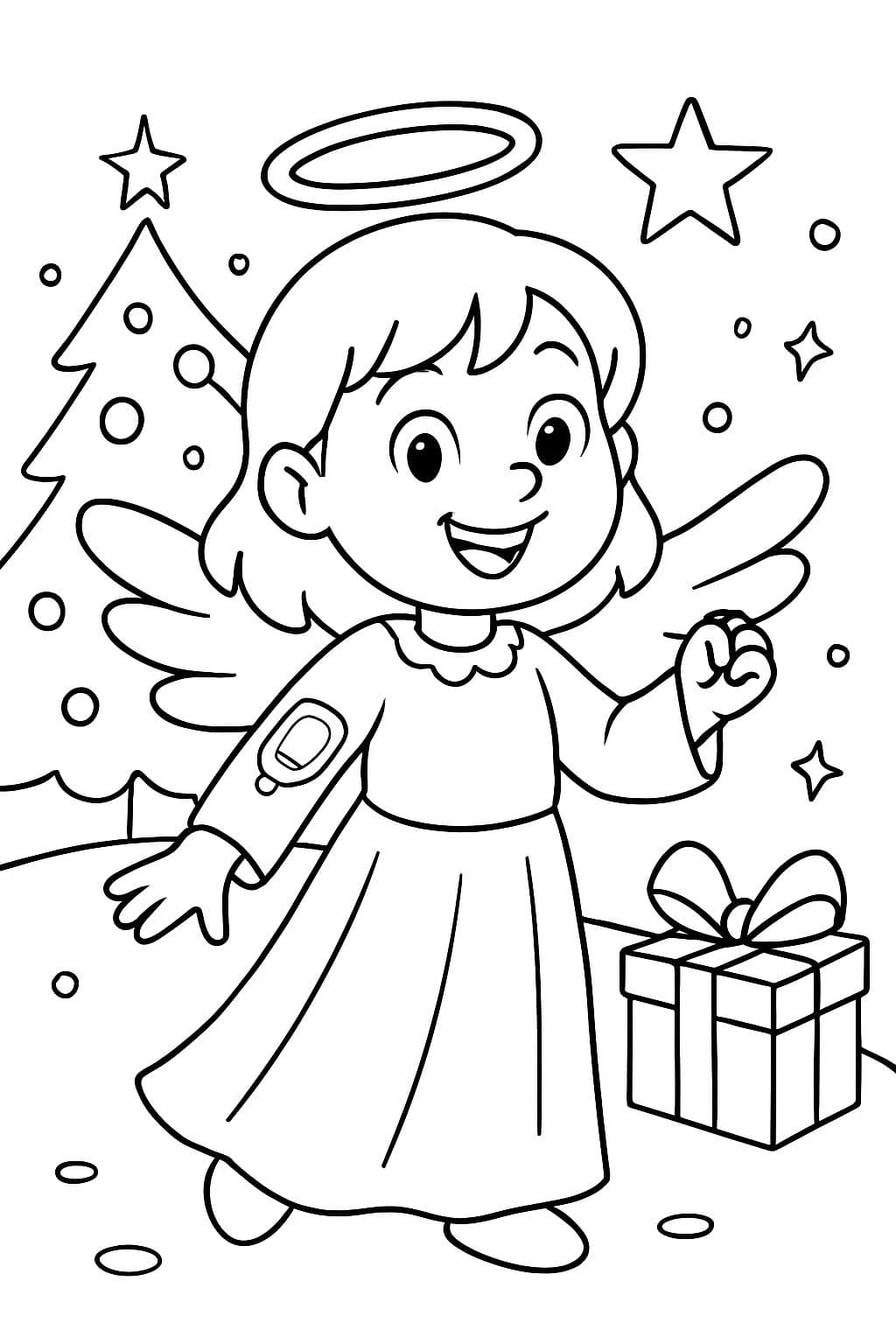 Un ángel de Navidad con diabetes y un sensor en el brazo