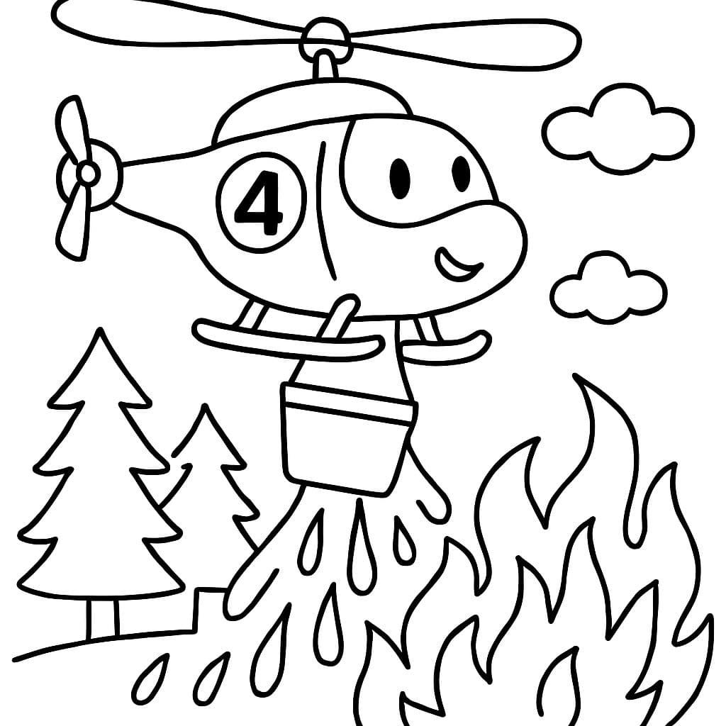 Ein Feuerwehrhubschrauber, der gegen einen Waldbrand kämpft