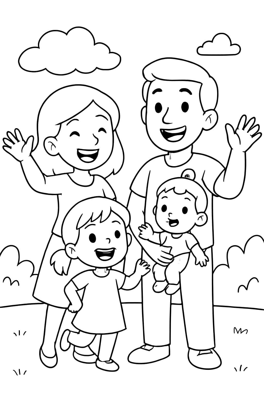 Mama, papa, hermana de 5 años y nena de 2 años