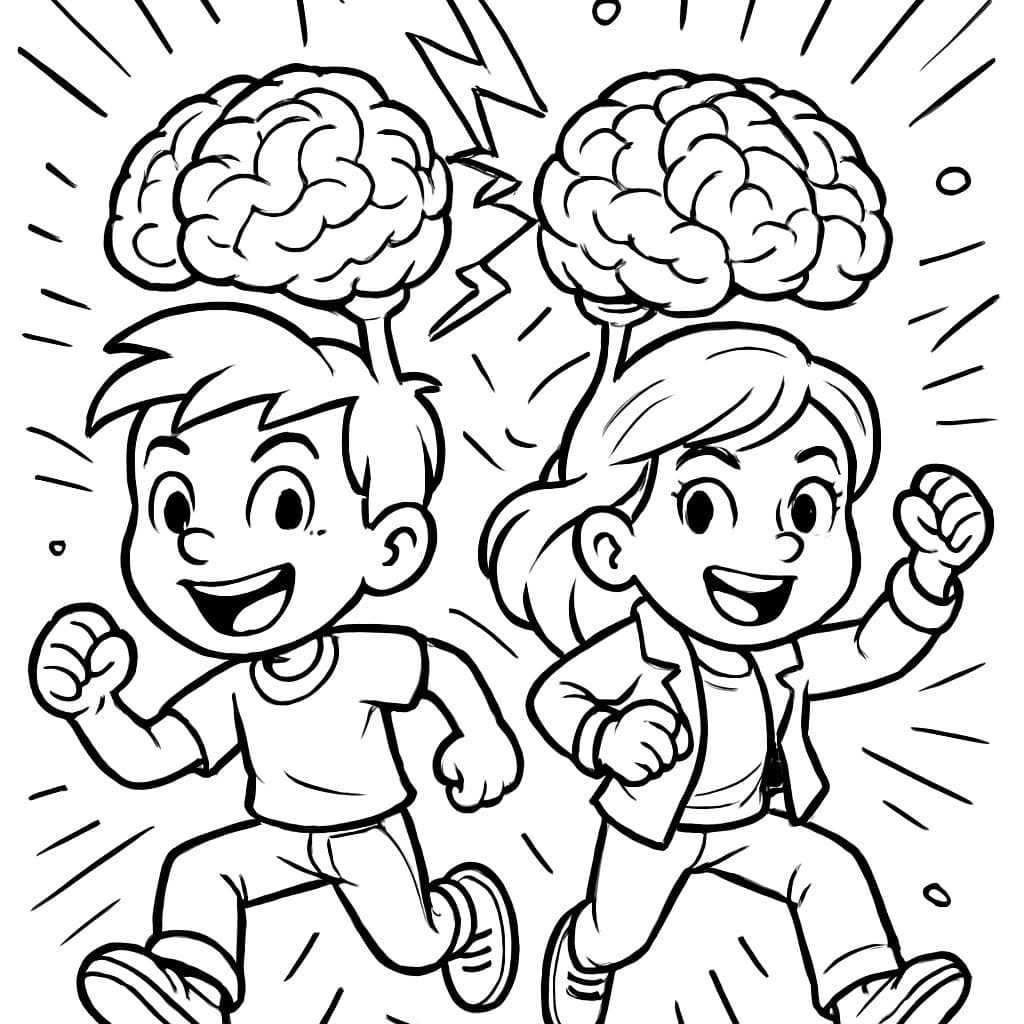 Dos cabezas, cerebros con conexiones entre los cerebros