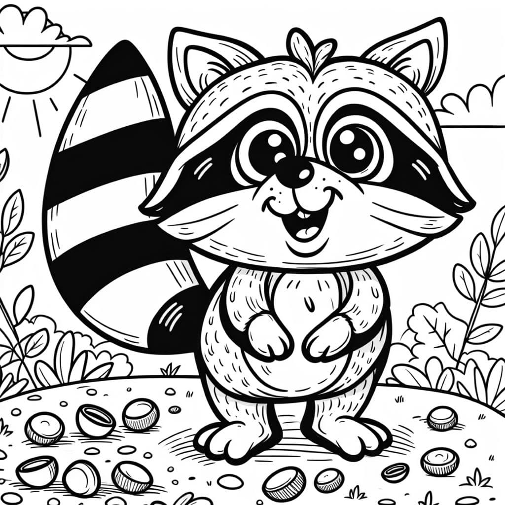 Kind Rakoon 'a kind raccoon' Coloring Page | bubbely