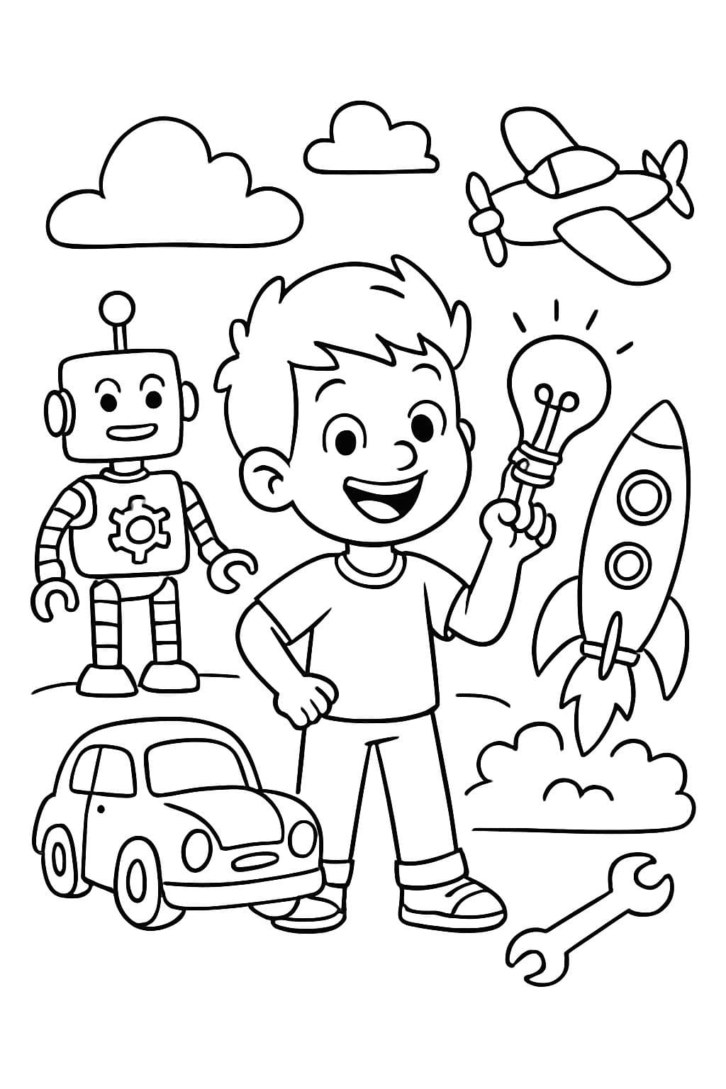 Inventions Coloring 'Inventions' Coloring Page | bubbely