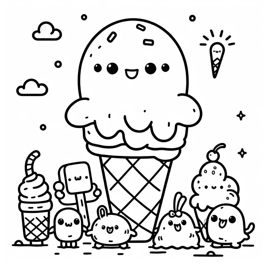 Eiscreme Mit Eiscreme Freunden Ausmalbild Bubbely eiscreme-mit-eiscreme-freunden-ausmalbild-bubbely