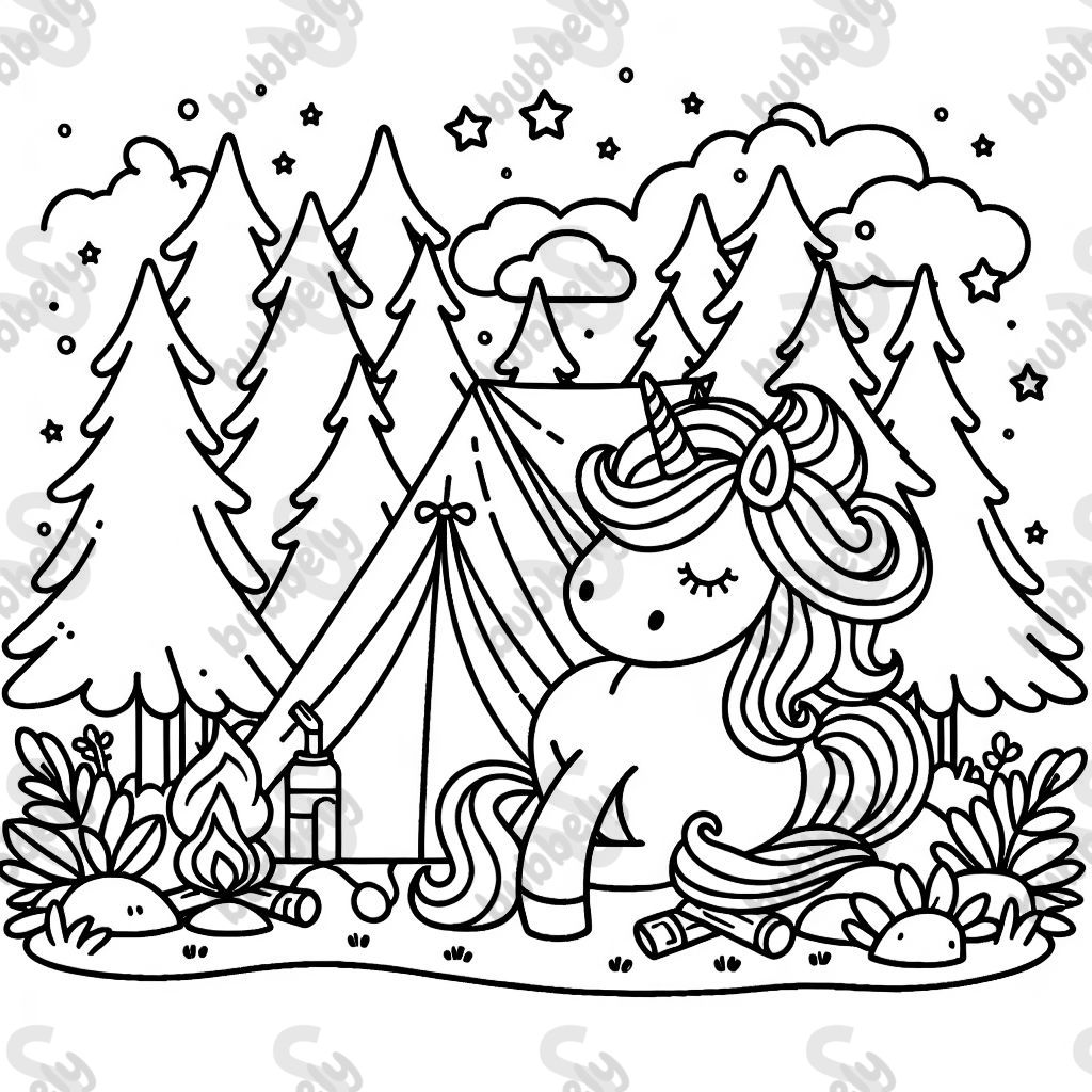 Ein Einhorn beim Zelten 