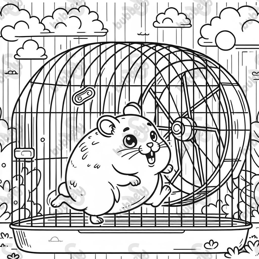 Hamster in einem großen käfig mit laufrad