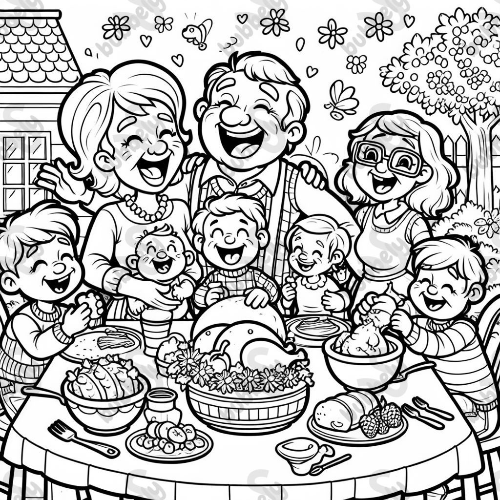 eine deutsche sieben köpfige Familie welche sich total überfressen hat 