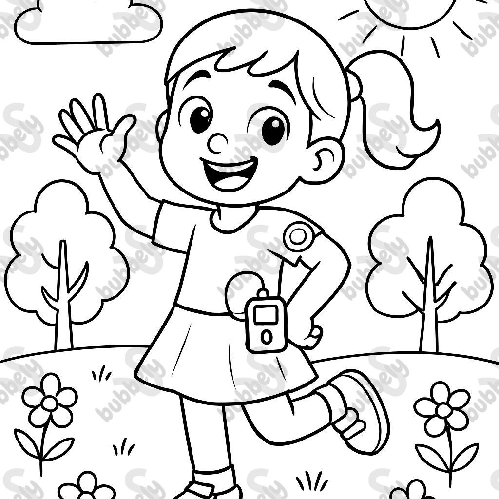 Diabetic girl with pump and sensor