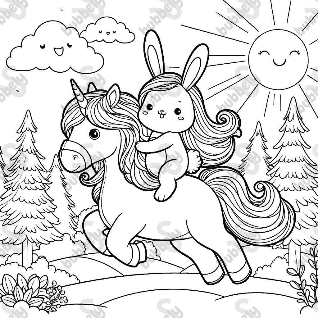 Bunny riding a unicorn