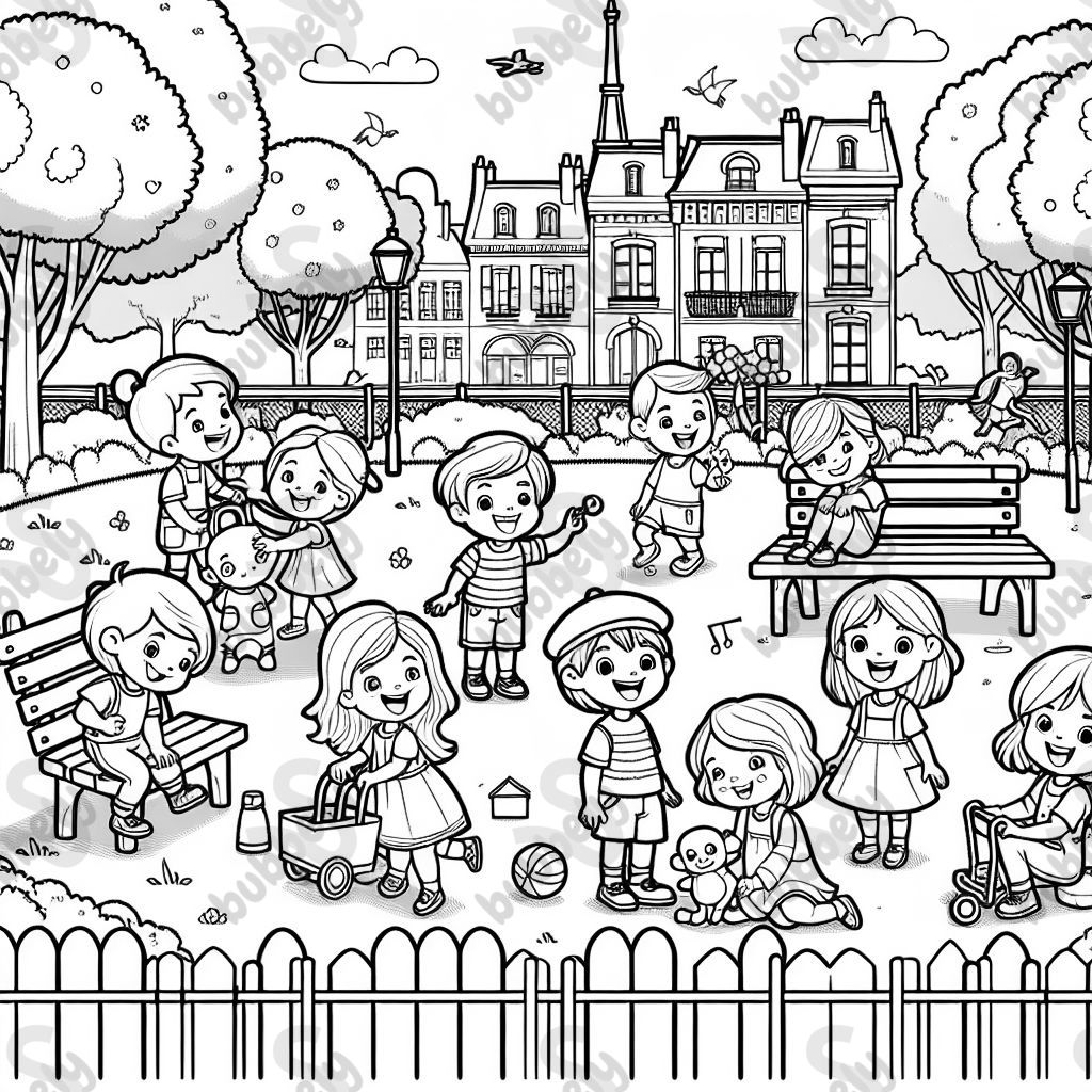 French children playing in a park.