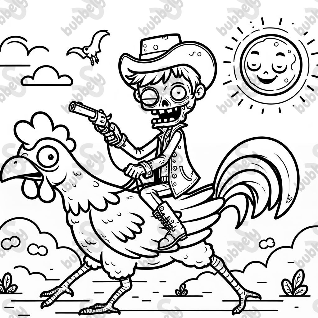 Zombie riding a chicken