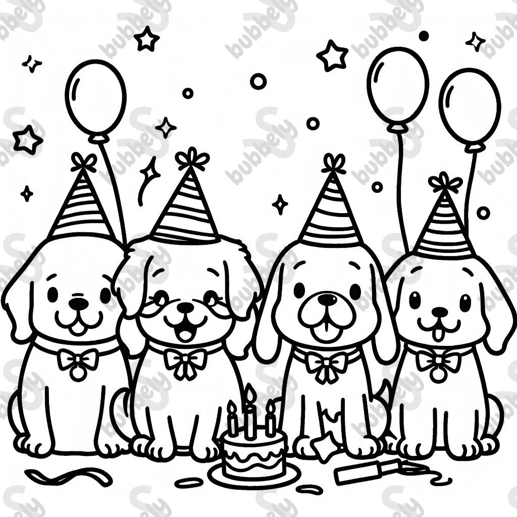 Dogs with birthday hats