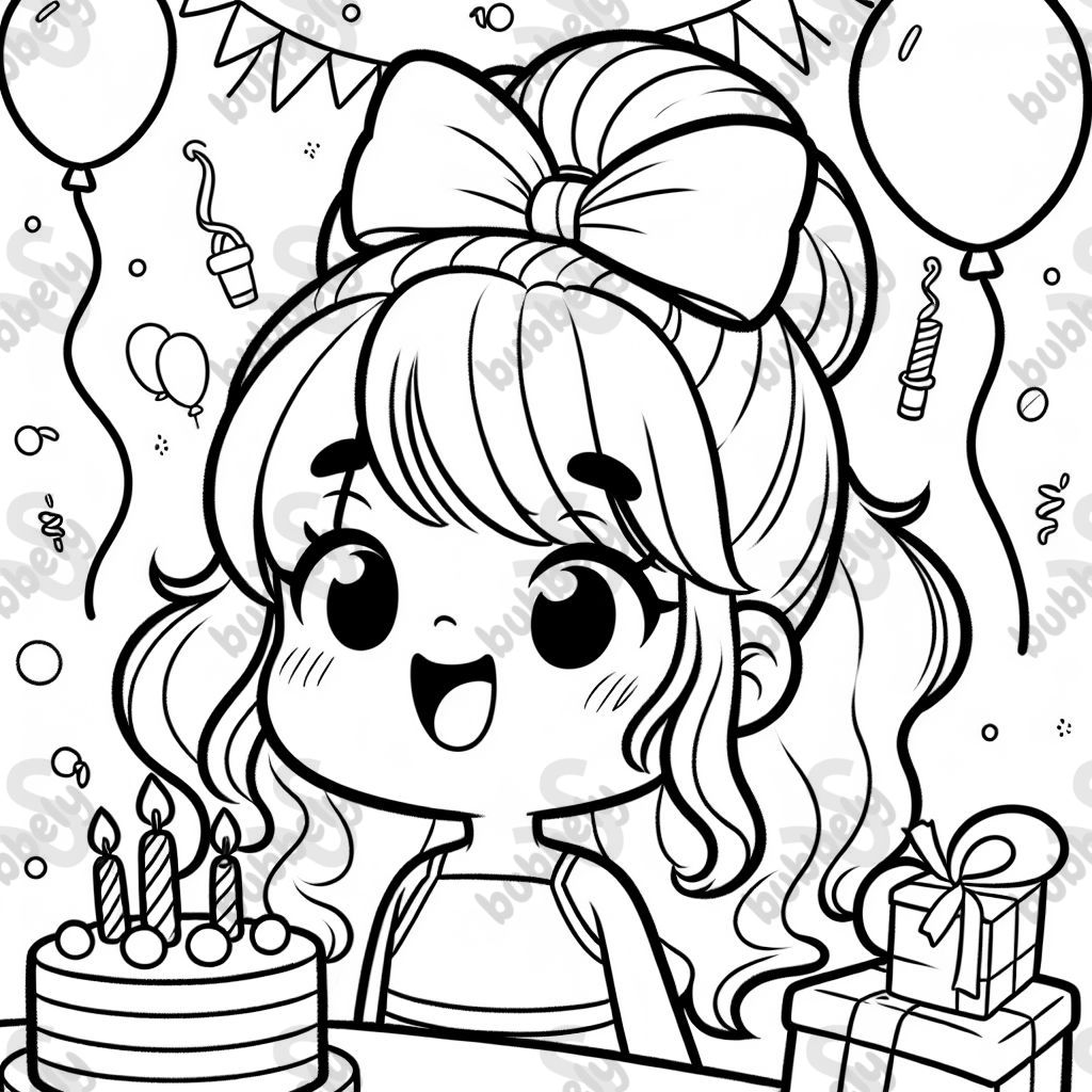 Birthday girl with a bow in her hair