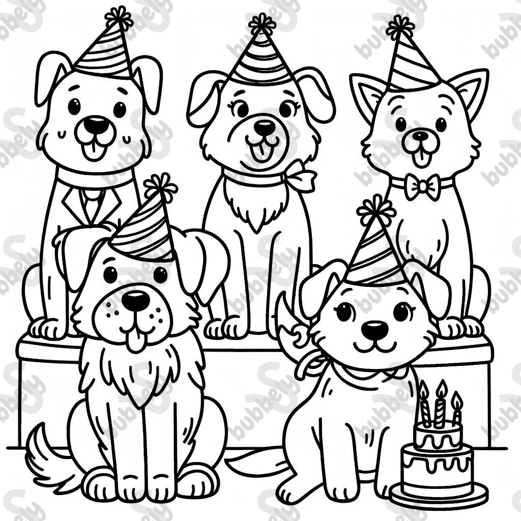 Dogs with birthday hats on
