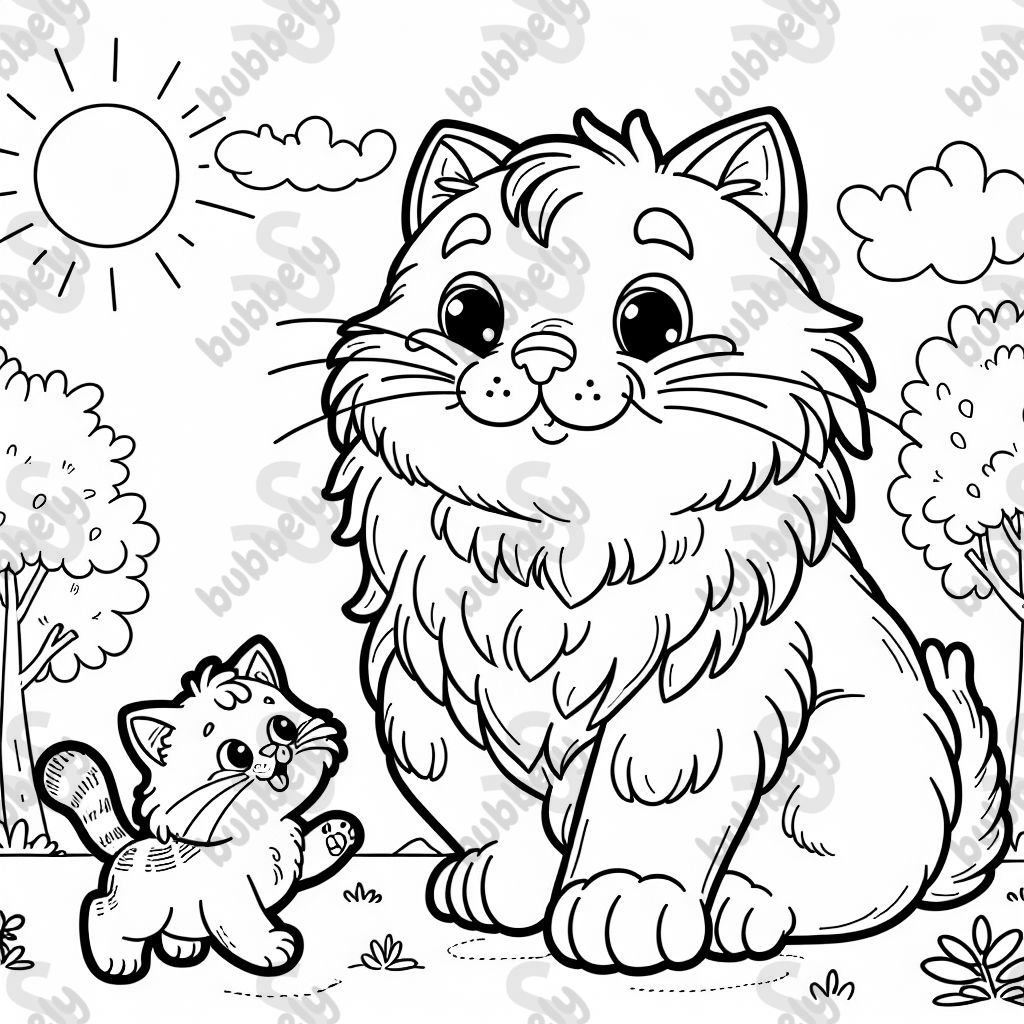 Eine kleine Glückskatze und ein großer Kater 