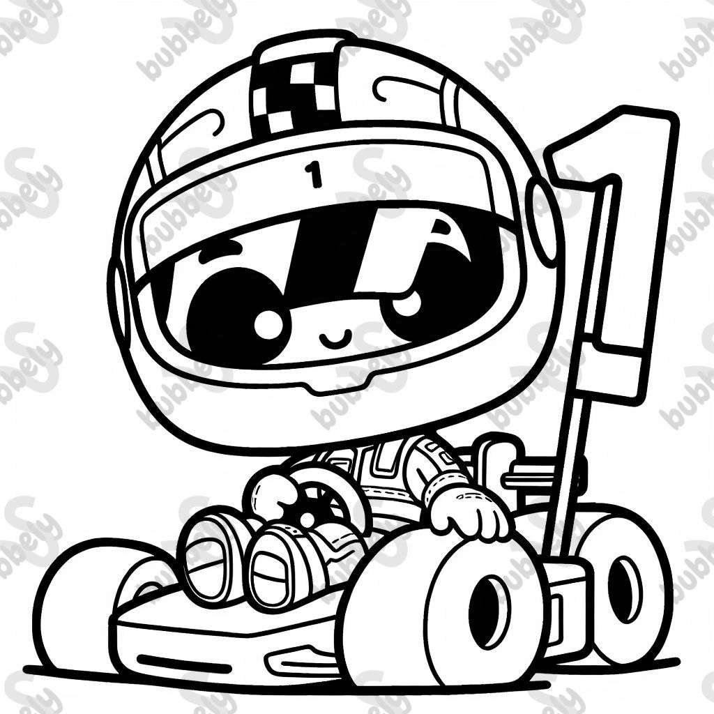 Pit stop racer with number 1. Birthday.