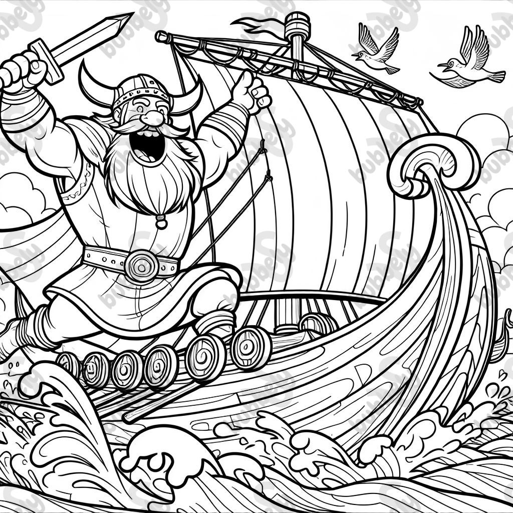 Wikinger auf einem Schiff kämpft