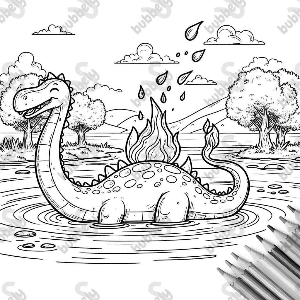 Brachiosaurus badet und spuckt Feuer