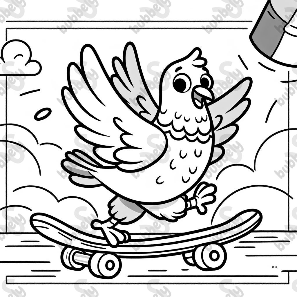 eine Taube auf einem Skateboard