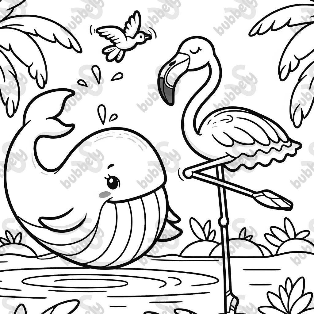 Wal mit Flamingo beim Ballett 