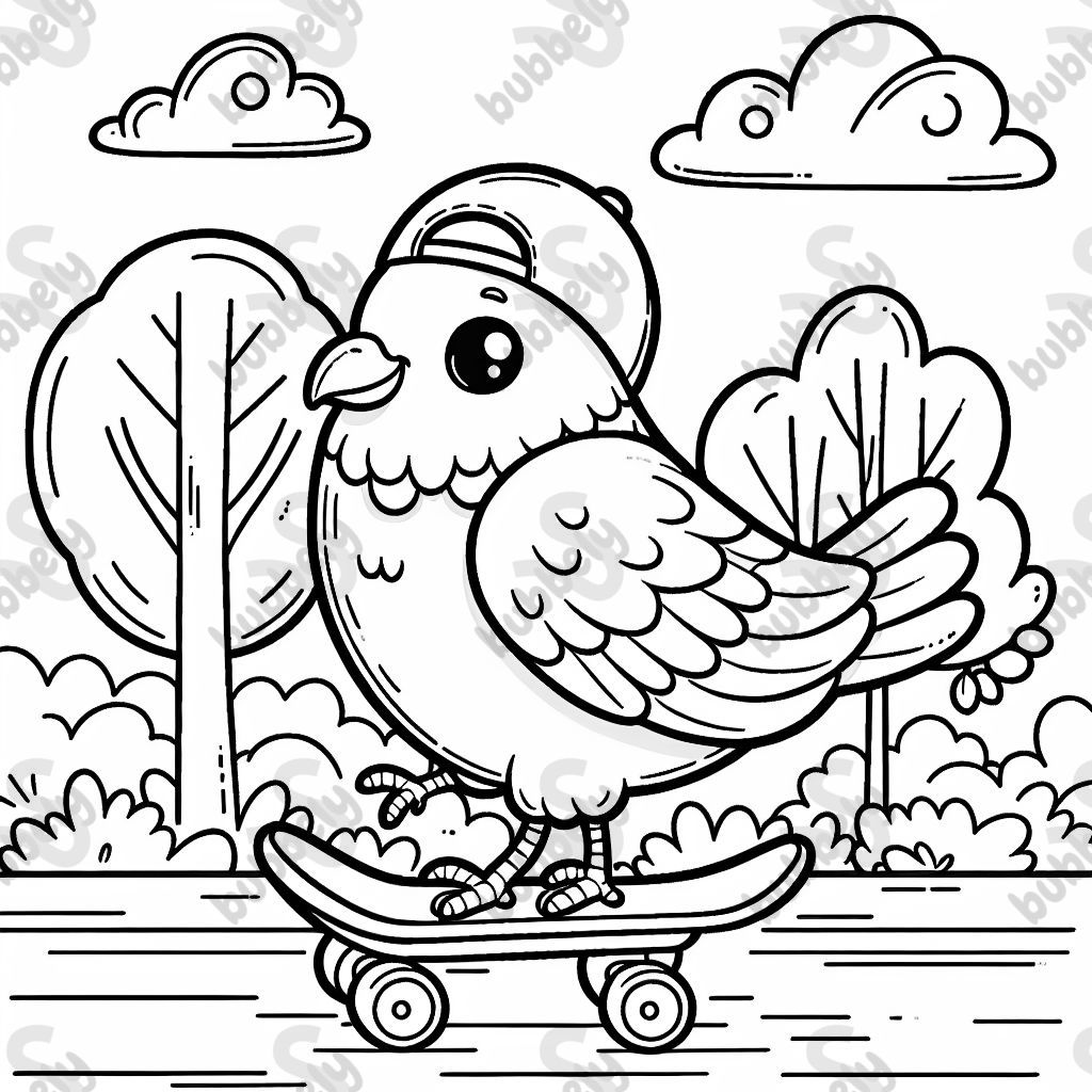 eine Taube auf einem Skateboard