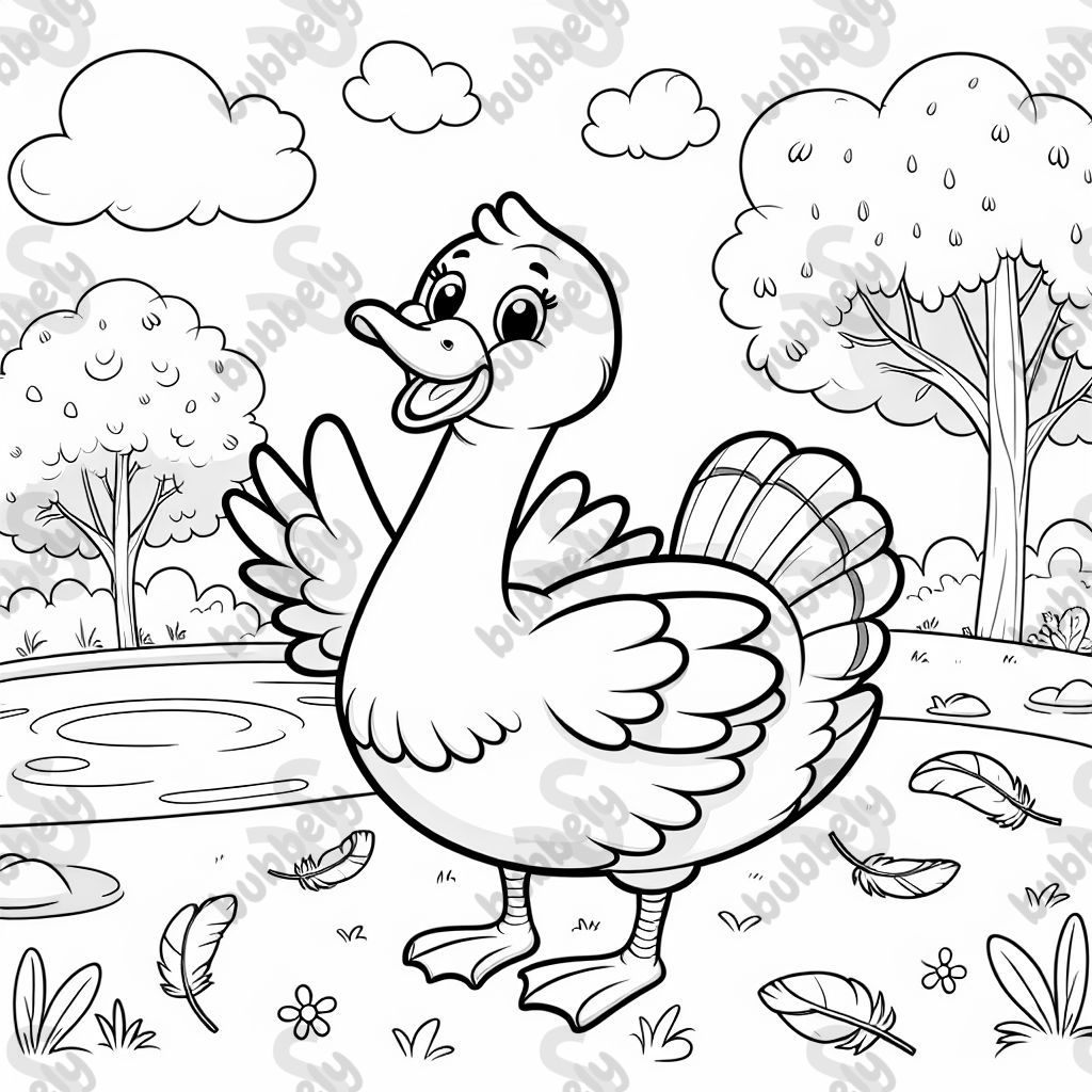 A goose swimming in a beautiful park.