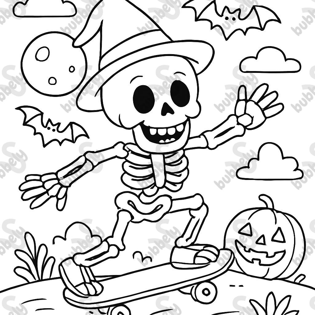 un squelette d'Halloween faisant du skateboard un squelette d'Halloween faisant du skateboard